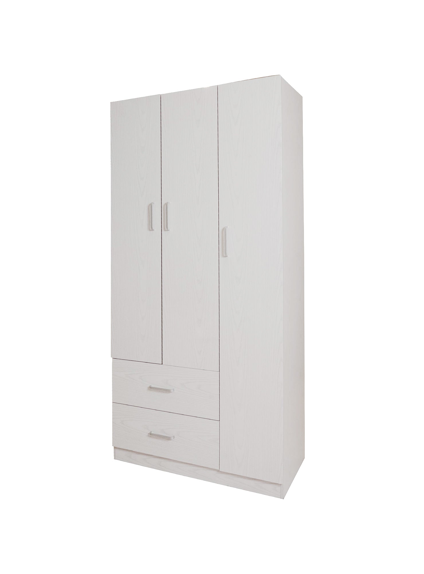 Guardaroba a 3 ante e barra appendiabiti, Armadio per camera da letto, Mobile moderno con scaffali, Made in Italy, cm 90x42h180, colore Rovere sbiancato