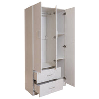 Guardaroba a 3 ante e barra appendiabiti, Armadio per camera da letto, Mobile moderno con scaffali, Made in Italy, cm 90x42h180, colore Rovere sbiancato