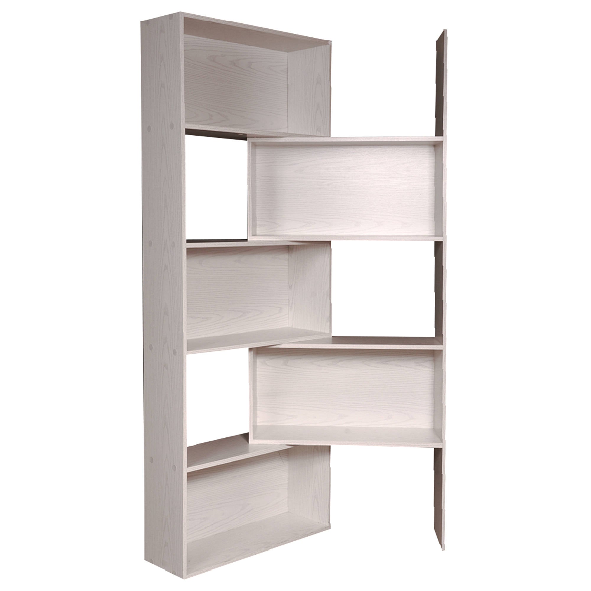 Libreria estensibile in larghezza a 5 vani aperti, Scaffale per libri e documenti da ufficio, Made in Italy, cm 72x22h181, colore Rovere sbiancato