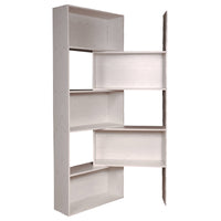 Libreria estensibile in larghezza a 5 vani aperti, Scaffale per libri e documenti da ufficio, Made in Italy, cm 72x22h181, colore Rovere sbiancato