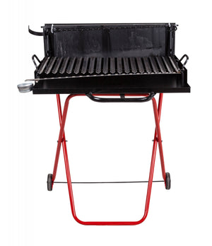 Barbecue a legna su ruote, Made in Italy, colore Nero e rosso, cm 74 x 55 x h95