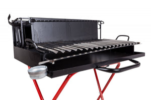 Barbecue a legna su ruote, Made in Italy, colore Nero e rosso, cm 74 x 55 x h95