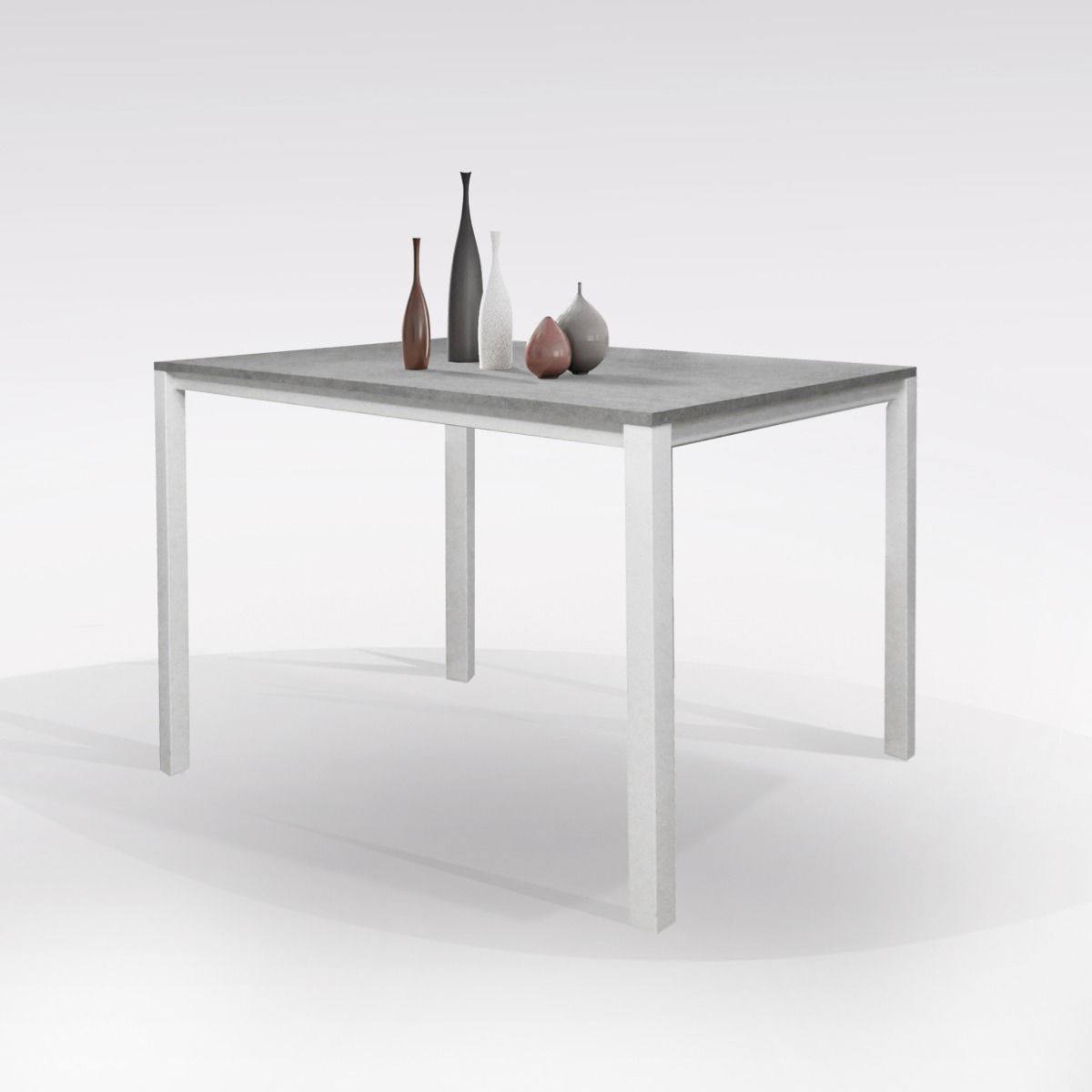 Tavolo per sala da pranzo estensibile, Tavolo da cucina con allunga, Made in Italy, cm 110x70h76, colore Cemento e Bianco