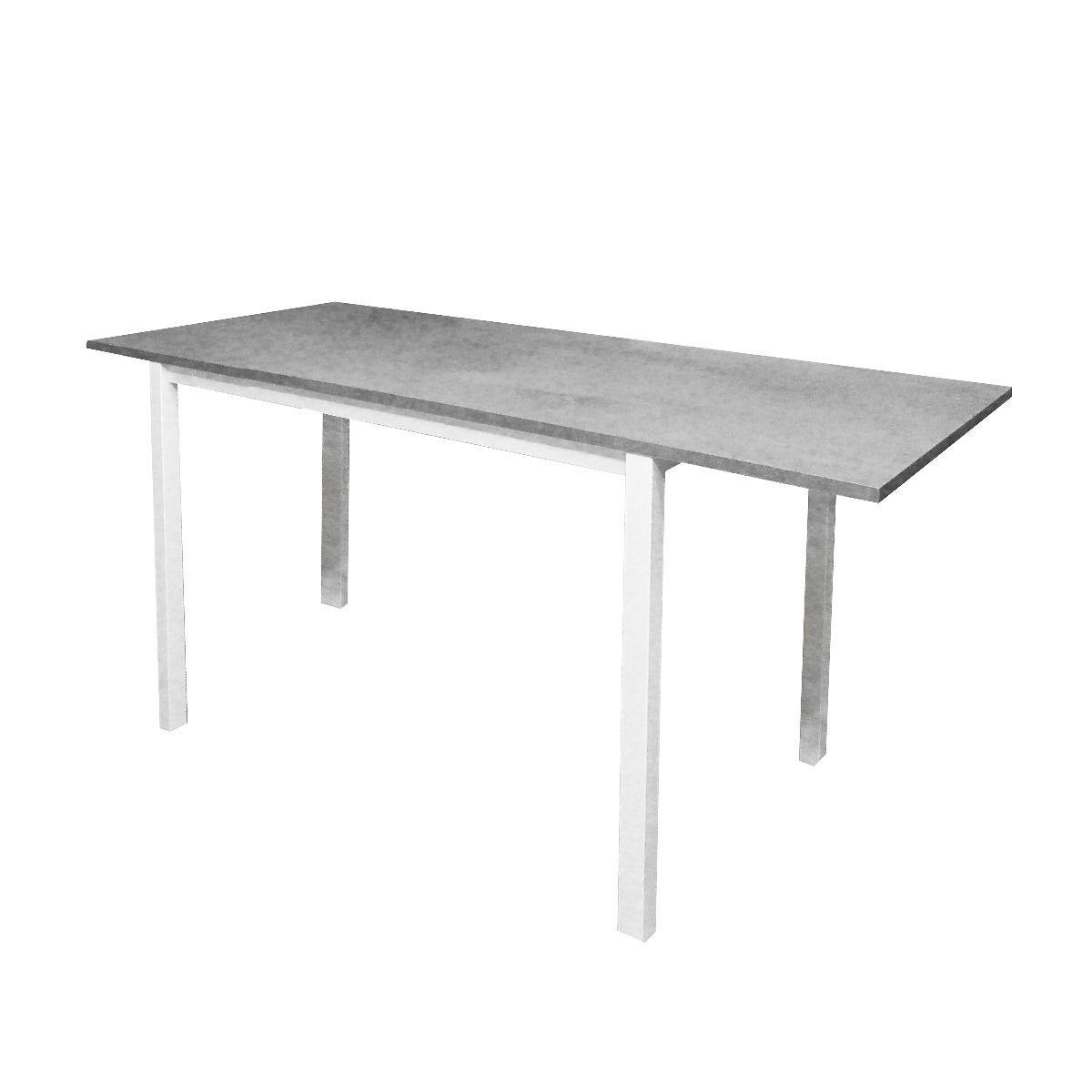 Tavolo per sala da pranzo estensibile, Tavolo da cucina con allunga, Made in Italy, cm 110x70h76, colore Cemento e Bianco