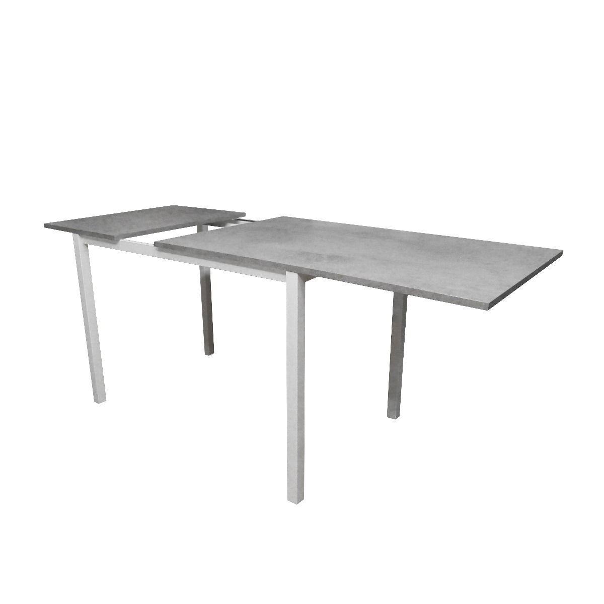 Tavolo per sala da pranzo estensibile, Tavolo da cucina con allunga, Made in Italy, cm 110x70h76, colore Cemento e Bianco