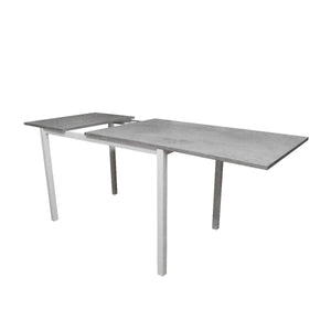 Tavolo per sala da pranzo estensibile, Tavolo da cucina con allunga, Made in Italy, cm 110x70h76, colore Cemento e Bianco