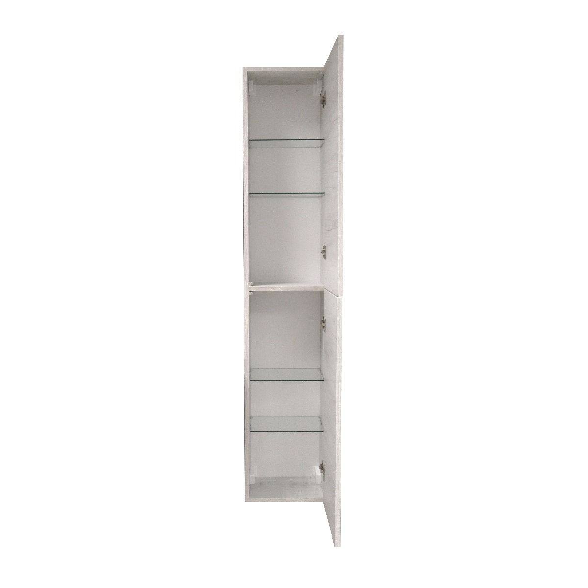 Armadio multiuso Baena, Mobile ausiliario con ripiani, Armadio lineare, Colonna ad 1 anta da bagno o soggiorno, Made in Italy, Cm 34x34 h182, Quercia Bianca