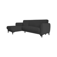 Divano letto Angel, Divano letto ad angolo con penisola reversibile, Sofà contenitore moderno con chaiselongue e 3 cuscini, Cm 230x153h85, Antracite