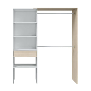 Guardaroba Miramar, Struttura per cabina armadio, Armadio aperto senza ante, Cabina armadio, cm 158x40h187, Bianco e Rovere