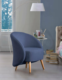 Poltrona Annarella, Poltrona di design da salotto, 100% Made in Italy, Poltroncina relax in tessuto imbottito, cm 70x60h80, Blu