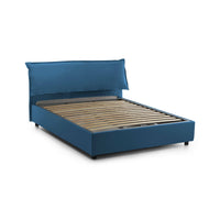 Letto matrimoniale Clio, Letto contenitore sfoderabile con testiera e giroLetto contenitore imbottiti, Made in Italy, adatto per materasso 160x190 cm, Blu