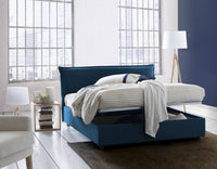 Letto matrimoniale Clio, Letto contenitore sfoderabile con testiera e giroLetto contenitore imbottiti, Made in Italy, adatto per materasso 160x190 cm, Blu