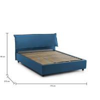 Letto matrimoniale Cloe, Letto contenitore sfoderabile con testiera e giroLetto contenitore imbottiti, Made in Italy, adatto per materasso 160x200 cm, Blu