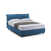 Letto matrimoniale Clodovea, Letto contenitore sfoderabile con testiera e giroLetto contenitore imbottiti, Made in Italy, con materasso 160x190 cm incluso, Blu