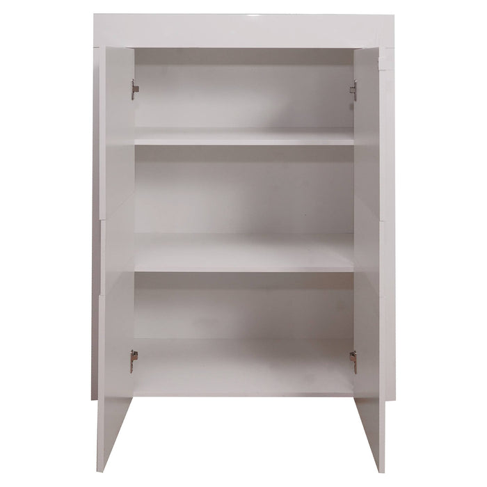 Credenza Blanes, Madia alta moderna a 2 ante da soggiorno, Mobile multiuso a ripiani, Made in Italy, Cm 92x42xh115, Bianco Lucido