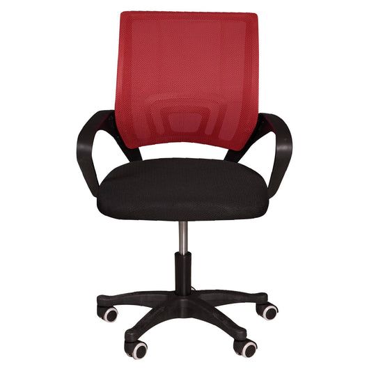 Sedia da ufficio Bollullosd, Poltrona elevabile in tessuto imbottito con schienale in rete, Sedia con ruote per studio o lavoro, Cm 62x50h84, Nero