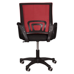 Sedia da ufficio Bollullosd, Poltrona elevabile in tessuto imbottito con schienale in rete, Sedia con ruote per studio o lavoro, Cm 62x50h84, Nero