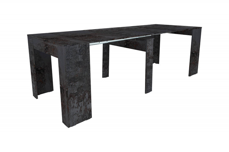 Tavolo da pranzo moderno, Consolle allungabile fino a 10 posti, Misure 90 x 51 x 77 cm (fino a 237 con allunghe), Colore Antracite - Ossido
