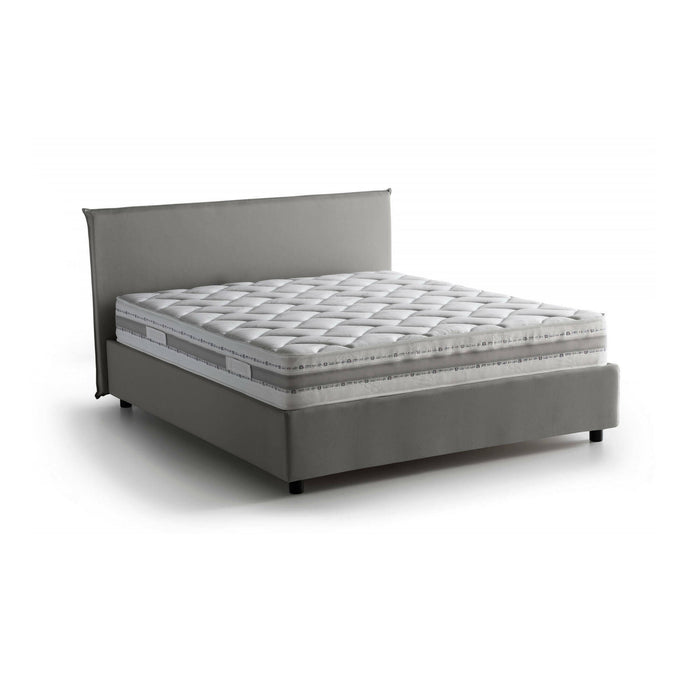 Letto matrimoniale Beata, Letto contenitore con rivestimento in tessuto, Made in Italy, Apertura frontale, con materasso cm 140x190 incluso, Grigio