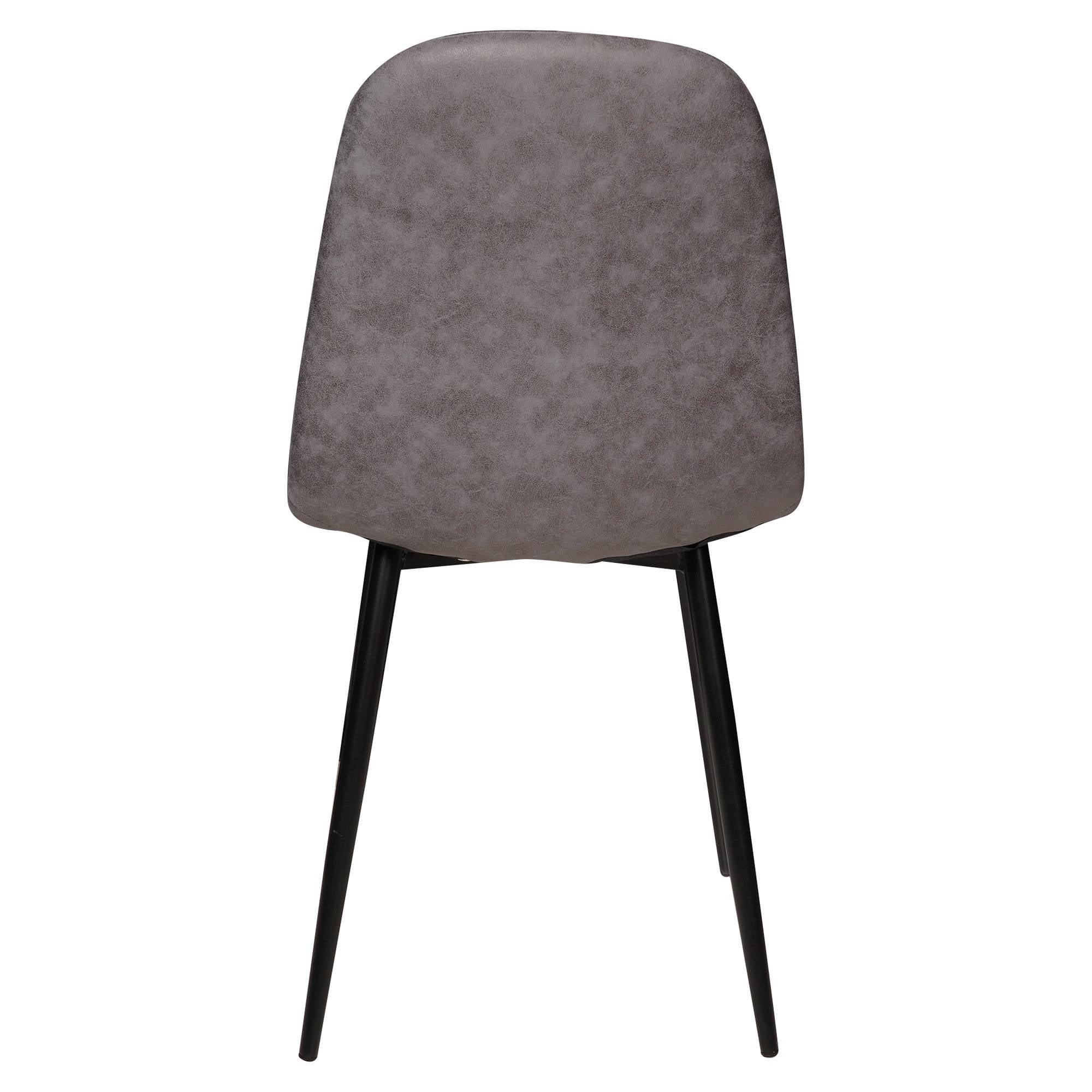 Sedia ColmenarVi, Sedia moderna in ecopelle invecchiata, struttura in metallo, Ideale per sala da pranzo, cucina o salotto, cm 56x45h87, Grigio