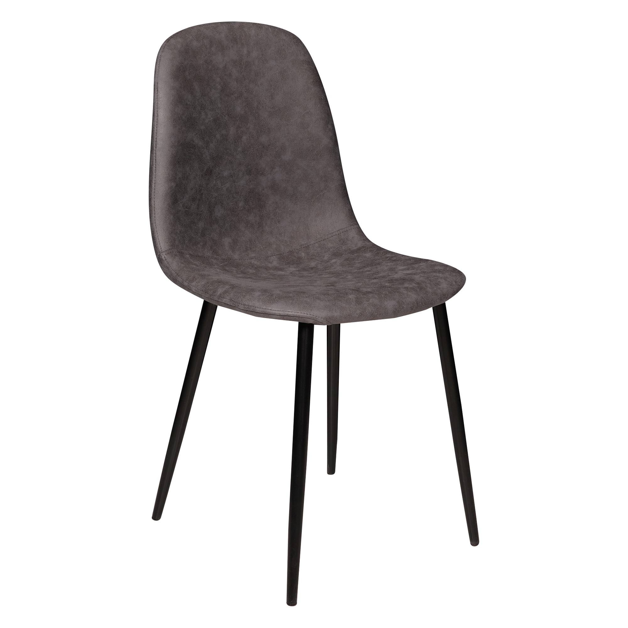 Sedia ColmenarVi, Sedia moderna in ecopelle invecchiata, struttura in metallo, Ideale per sala da pranzo, cucina o salotto, cm 56x45h87, Grigio