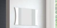 Specchiera da parete con cornice, Made in Italy, Specchio da bagno, cm 110x2h60, colore Bianco lucido