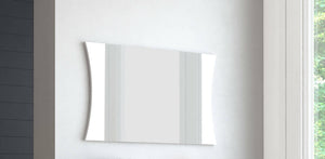 Specchiera da parete con cornice, Made in Italy, Specchio da bagno, cm 110x2h60, colore Bianco lucido