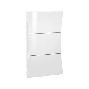 Scarpiera moderna, Made in Italy, 3 ante, Portascarpe da ingresso, cm 71x27h122, colore Bianco lucido