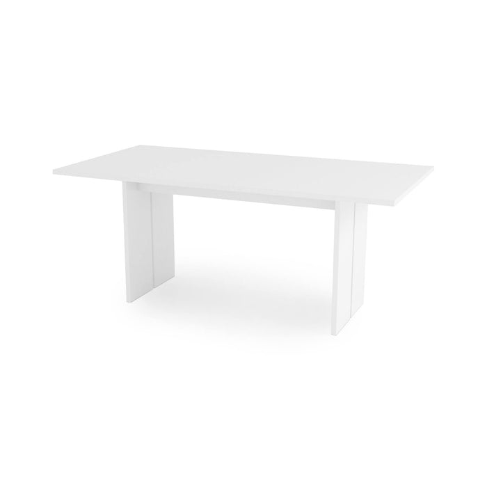 Tavolo da pranzo moderno fisso, Made in Italy, Tavolo rettangolare di design, Tavolo da cucina, cm 160x90h75, colore Bianco lucido