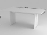 Tavolo da pranzo moderno fisso, Made in Italy, Tavolo rettangolare di design, Tavolo da cucina, cm 160x90h75, colore Bianco lucido