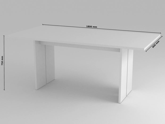 Tavolo da pranzo moderno fisso, Made in Italy, Tavolo rettangolare di design, Tavolo da cucina, cm 160x90h75, colore Bianco lucido