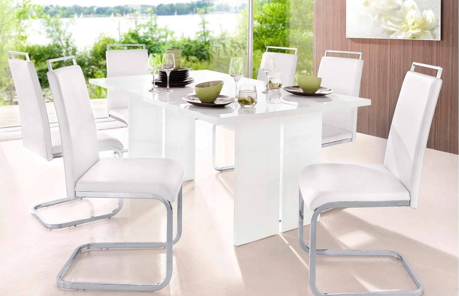 Tavolo da pranzo moderno fisso, Made in Italy, Tavolo rettangolare di design, Tavolo da cucina, cm 160x90h75, colore Bianco lucido