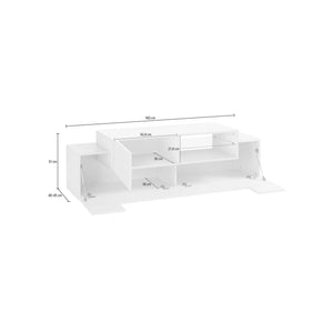 Mobile da soggiorno Porta TV, Made in Italy, Credenza per TV da salotto a 3 ante, cm 160x45h51, Bianco lucido e Acero