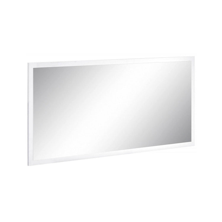 Specchiera da parete con cornice, Made in Italy, Specchio da bagno, cm 120x2h60, Bianco lucido