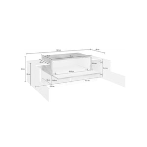 Mobile da ingresso a 3 ante, Made in Italy, Credenza da soggiorno Porta TV, cm 120x45h46, Bianco lucido e Acero