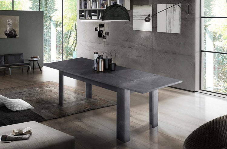 Tavolo per sala da pranzo estensibile, Made in Italy, Tavolo moderno con allunghe, Consolle allungabile, cm 160/210x90h75, Grigio Ardesia