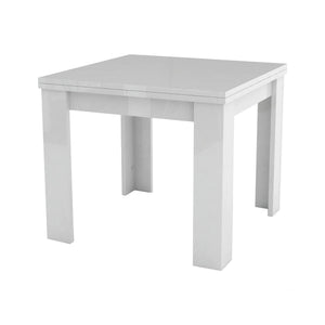 Tavolo da pranzo con apertura a libro, Made in Italy, Consolle ausiliare da cucina, Tavoloallungabile, cm 90x90h75, Bianco lucido