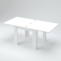 Tavolo da pranzo con apertura a libro, Made in Italy, Consolle ausiliare da cucina, Tavoloallungabile, cm 90x90h75, Bianco lucido