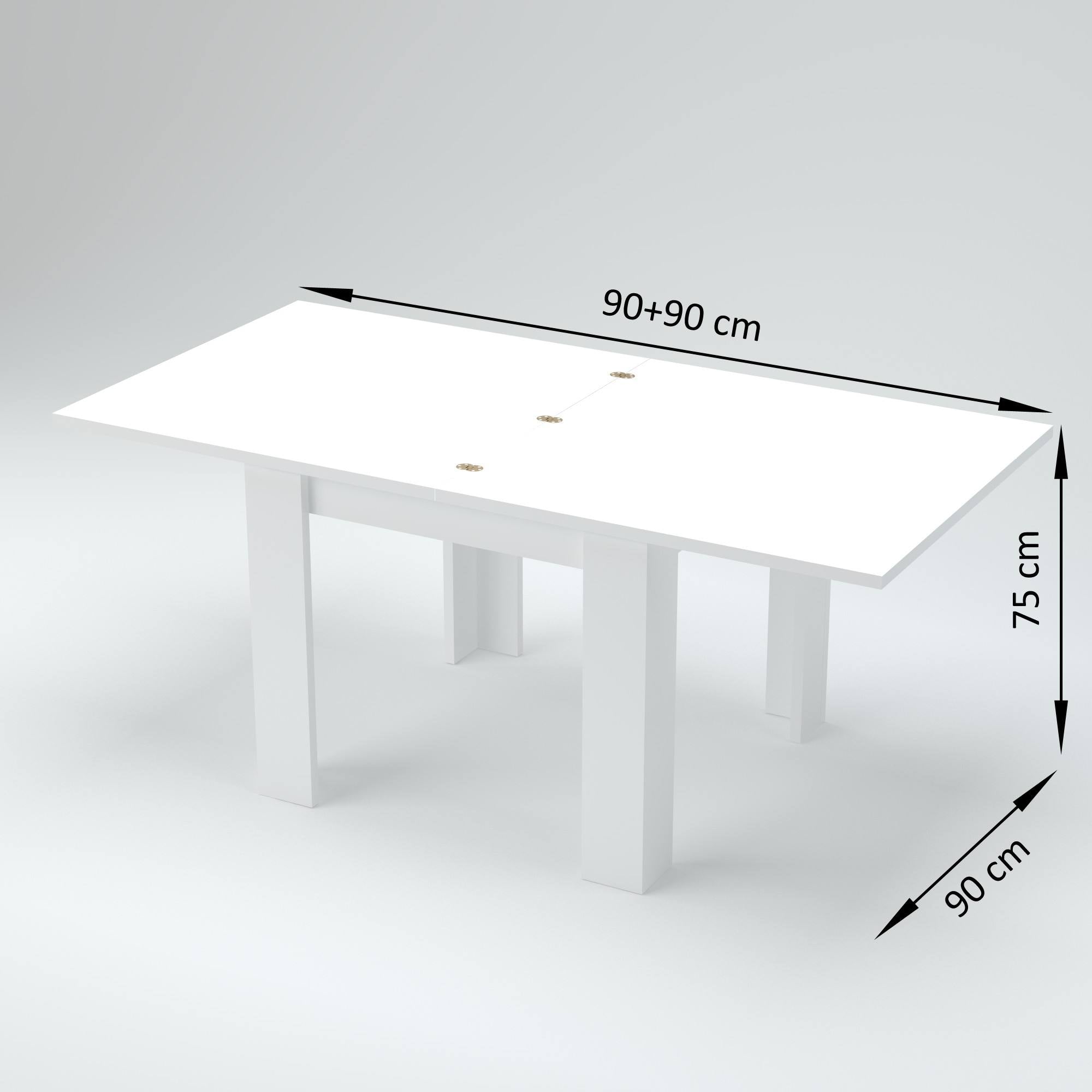 Tavolo da pranzo con apertura a libro, Made in Italy, Consolle ausiliare da cucina, Tavoloallungabile, cm 90x90h75, Grigio Cenere