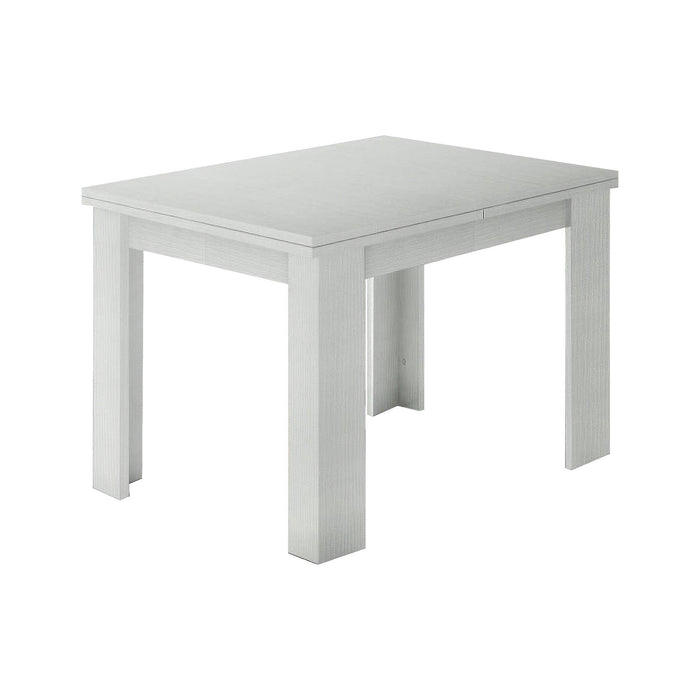 Tavolo da pranzo con apertura a libro, Made in Italy, Consolle ausiliare da cucina, Tavoloallungabile, cm 90x90h75, Bianco lucido Larice