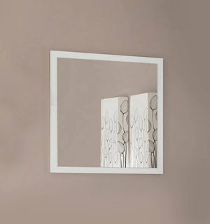 Specchiera da parete con cornice, Made in Italy, Specchio da bagno, cm 60x2h60, Bianco lucido