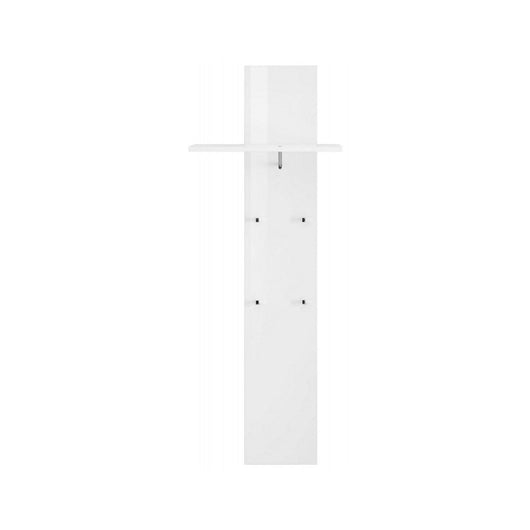 Appendiabiti verticale, Made in Italy, con ripiano e 4 ganci, Mobile per ingresso, Entratina moderna, cm 50x27h140, Bianco lucido