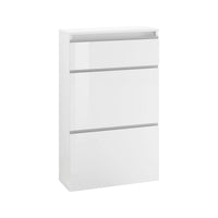 Scarpiera moderna, Made in Italy, a 2 ante e 1 anta a ribalta, Mobile Portascarpe da ingresso, cm 60x27h108, Bianco lucido