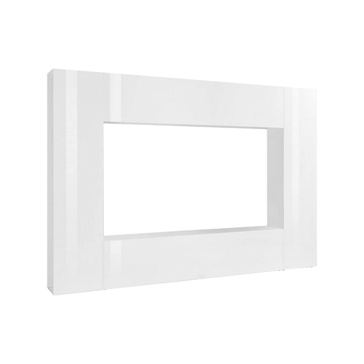 Parete attrezzata da soggiorno, Made in Italy, Porta TV, Set salotto moderno, cm 260x30h180, Bianco lucido