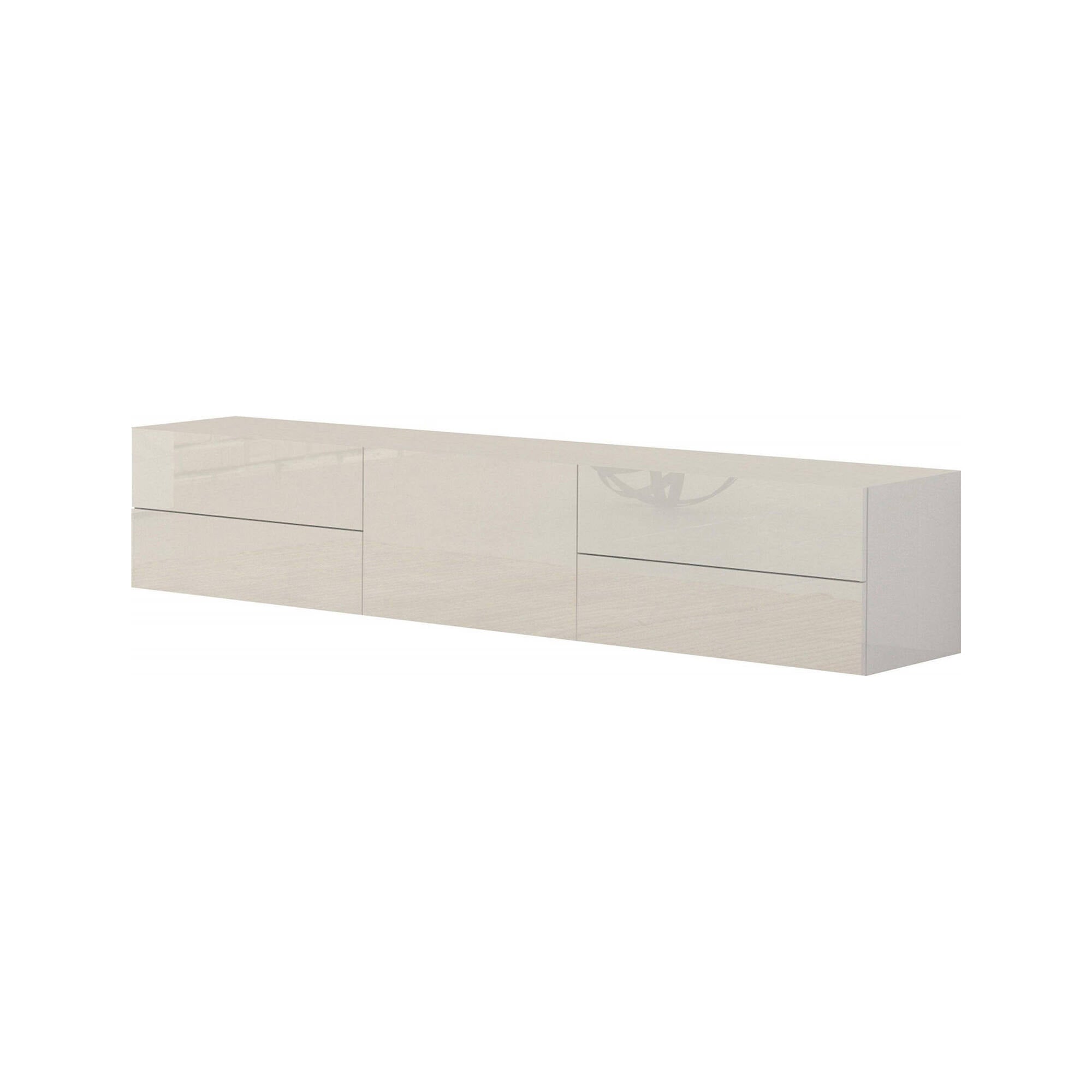 Mobile da soggiorno Porta TV, Made in Italy, Credenza per TV da salotto a 1 anta e 4 cassetti, cm 170x40h35, Bianco lucido