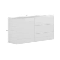 Credenza moderna a 1 anta e 3 cassetti, Made in Italy, Madia da cucina, Buffet di design da soggiorno, cm 110x40h35, Bianco lucido