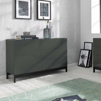 Credenza moderna a 1 anta e 3 cassetti, Made in Italy, Madia da cucina, Buffet di design da soggiorno, con piedini, cm 110x40h47, Antracite lucido