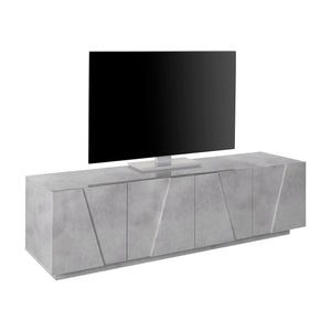 Mobile da soggiorno Porta TV, Made in Italy, Credenza per TV da salotto a 4 ante con dettaglio, cm 162x44h46, Grigio Cemento