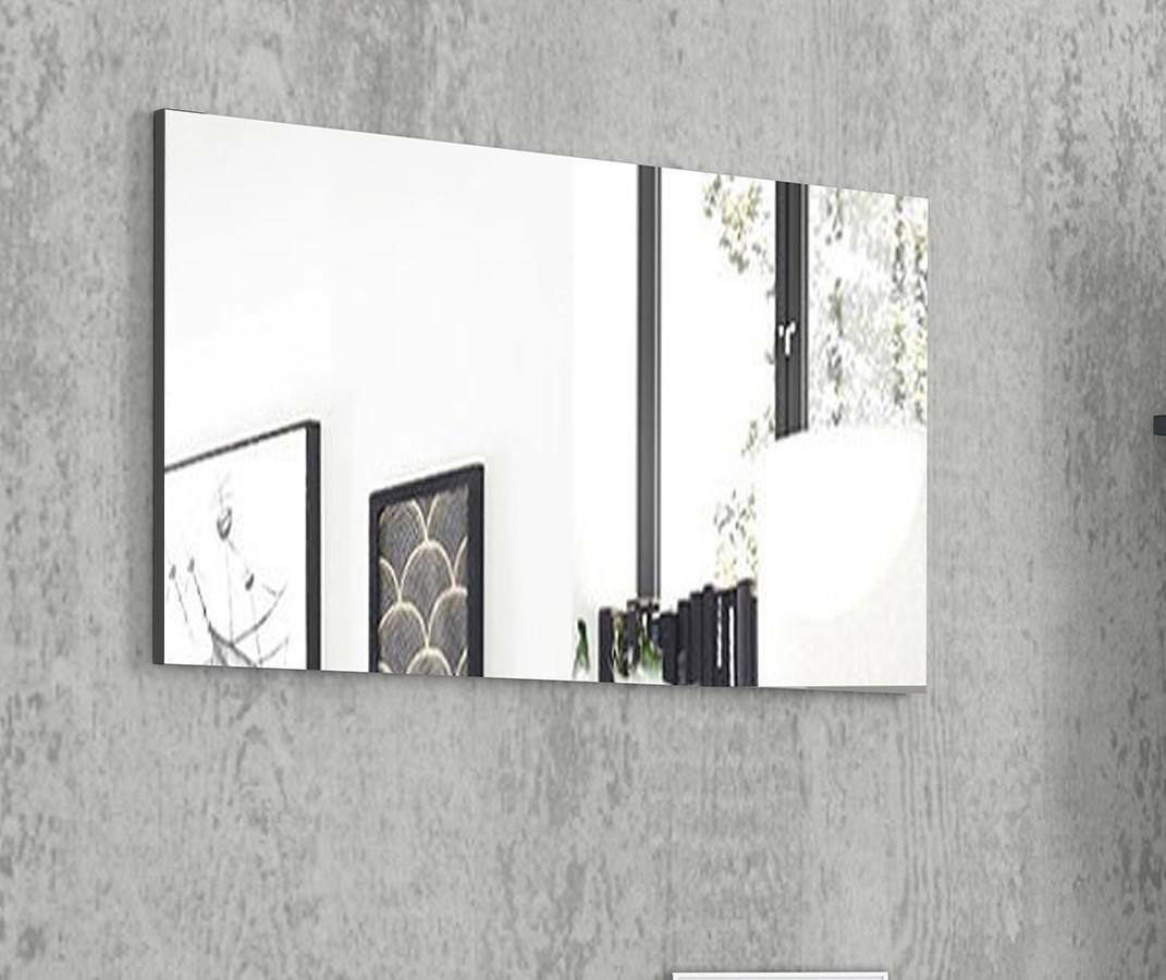 Specchiera da parete lineare, Made in Italy, Specchio da bagno, cm 80x2h60, Grigio Cemento