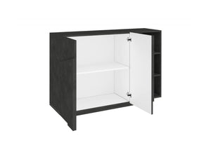 Mobile da ingresso a 2 ante e scaffali aperti, Made in Italy, Entratina moderna, Credenza per atrio, cm 121x38h86, Grigio Cenere